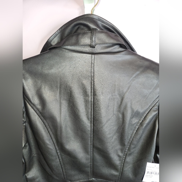 AZALEA WANG Women's Faux Leather Stand Collar Moto Biker Jacket Outwear, Black - Picture 10 of 15